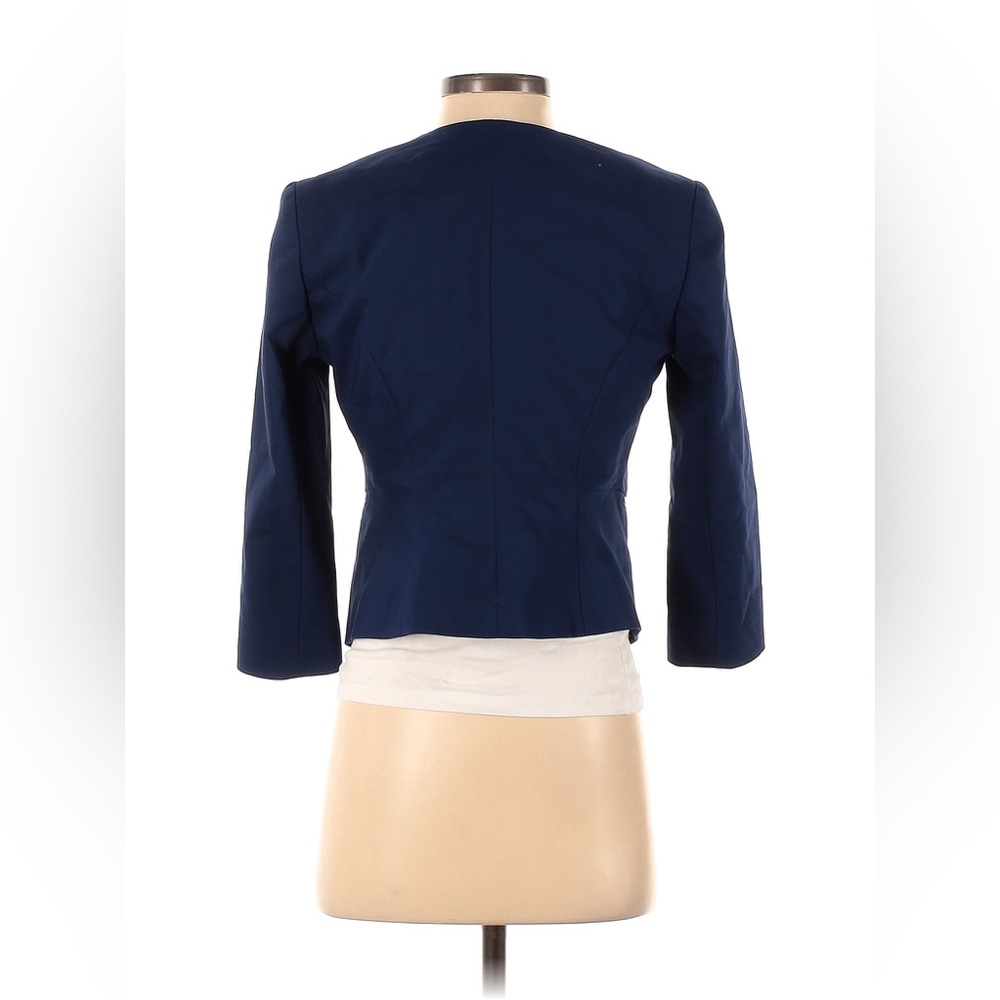 ✨ 4x HP ✨ Navy ✨ Collarless Cropped Zip-Pocket Blazer ✨ - Picture 3 of 7